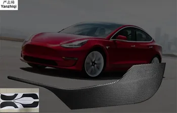 Углеродное волокно, 4 шт./лот, дверная антидетонационная пленка, анти-грязная защитная пленка, автомобильные наклейки для Tesla модель 3 2017 2018 2019