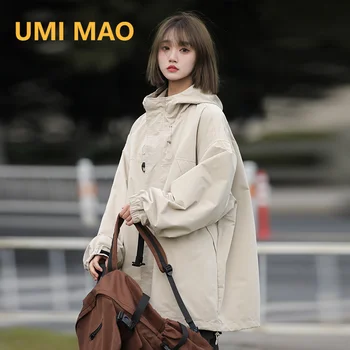 Уличная куртка UMI MAO Унисекс, уличные куртки в стиле ретро, Модная рабочая одежда Унисекс, повседневное пальто с капюшоном, мужская Женская одежда