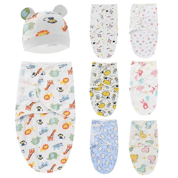 Хлопчатобумажная шапочка для новорожденных, детское одеяло, постельные принадлежности, Милый мультяшный детский спальный мешок для 0-12 месяцев, аксессуары для малышей