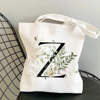 Холщовая сумка с растительным принтом, женская сумка через плечо, модные хлопковые сумки для покупок с буквами, женские сумки для рук, сумки-тоут для женщин 2021 г.