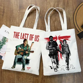 Холщовая сумка-тоут The Last Of Us Joel Ellie, эко-сумка для покупок, сумка через плечо большой емкости, складная пляжная сумка для покупок