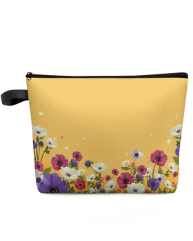 Цветочно-желтая дорожная косметичка большой емкости, портативная сумка для хранения косметики, женский водонепроницаемый пенал