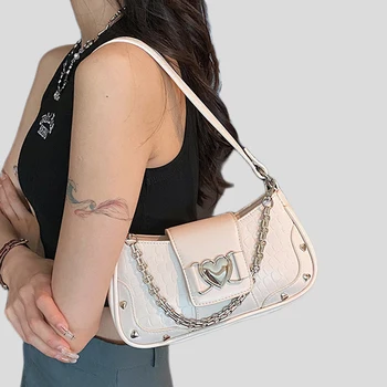 Цепочка мода женщин сумка PU кожа повседневная подмышек сумка универсальная женская сумка через плечо