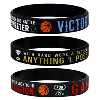 Черные Баскетбольные Спортивные Эластичные Силиконовые браслеты, Новая резина, возможно все, браслет с флагом, Браслеты, подарки