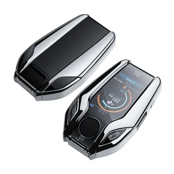 Чехол для автомобильных ключей из ТПУ с ЖК-дисплеем для дистанционного брелока для BMW 7 серии 740 6 серии GT 5 серии 530I X3 (серебристый)