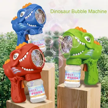 Электрическая машина для мыльных пузырей Веселый безопасный динозавр Машина для мыльных пузырей Автоматическая воздуходувка с подсветкой Подарок на день рождения для детей на лето