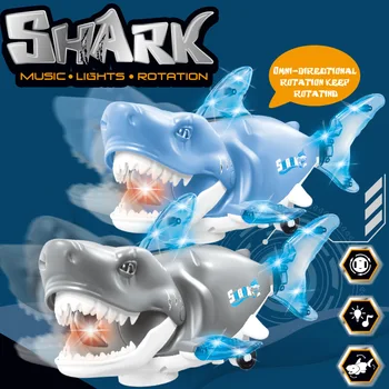 Электрические универсальные качели Shark, музыкальная ходьба со светодиодной подсветкой, Развивающие Забавные Интерактивные ранние игрушки для детей, Автомобиль, подарок на День рождения для детей