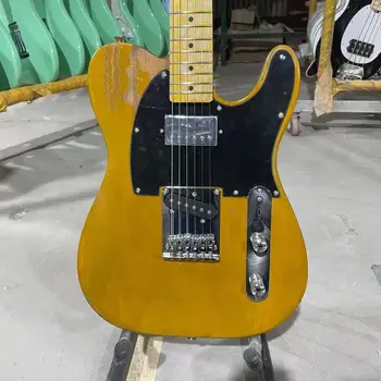 Электрогитара Relic Tele, прозрачный желтый цвет, корпус из ольхи, кленовый гриф, 6 струнная гитара, бесплатная доставка