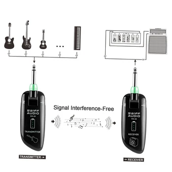 Электрогитара SWIFF WS-50 UHF Беспроводная система передатчика и приемника, перезаряжаемые аксессуары для электрогитары 1